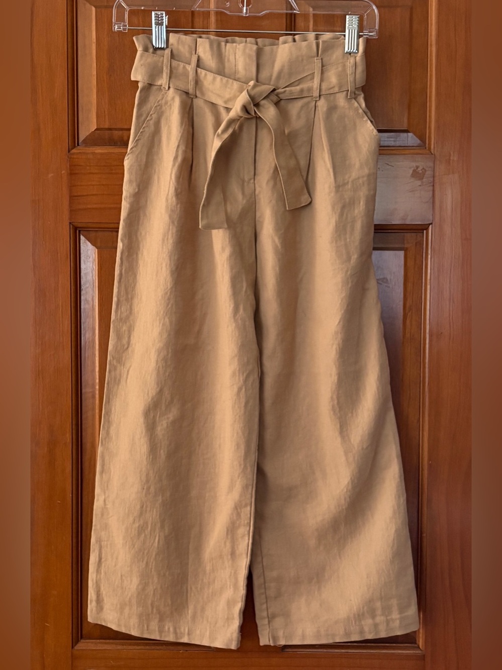 Zara Paperbag High-Waist Wide Leg Pants - Tan